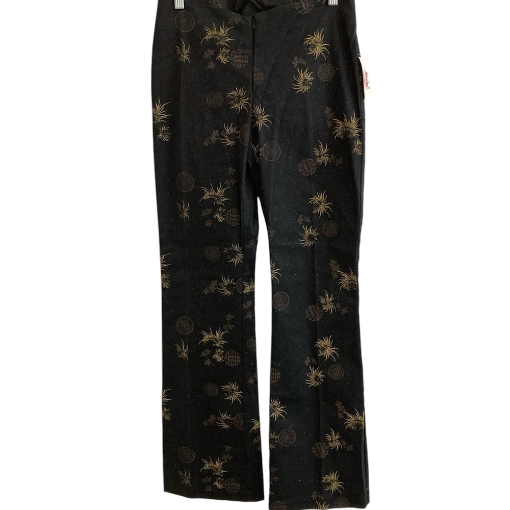 Heart Soul Size 3 Vintage Pants Wide Leg Floral Sparkle Glitter Retro 80's NWT